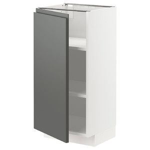 METOD Base cabinet with shelves, white/Voxtorp dark grey, 40x37 cm