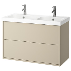HAVBÄCK / ORRSJÖN Wash-stnd w drawers/wash-basin/taps, beige, 102x49x69 cm