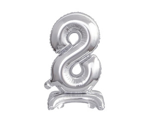 Foil Balloon Number 8 Standing, silver, 38cm