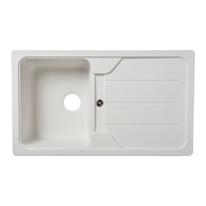 Cooke&Lewis Granite Kitchen Sink Arber 1 Bowl with Drainer, white
