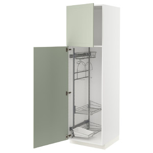 METOD High cabinet with cleaning interior, white/Stensund light green, 60x60x200 cm