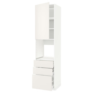METOD / MAXIMERA High cab f oven w door/3 drawers, white/Veddinge white, 60x60x240 cm