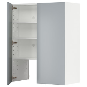 METOD Wall cb f extr hood w shlf/door, white/Veddinge grey, 80x100 cm