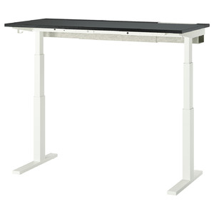 MITTZON Desk sit/stand, electric black stained ash veneer/black white, 140x60 cm
