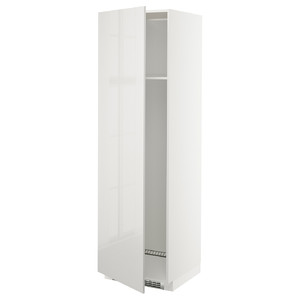 METOD High cab f fridge or freezer w door, white/Ringhult light grey, 60x60x200 cm
