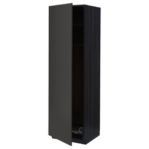 METOD High cabinet w shelves/wire basket, black/Nickebo matt anthracite, 60x60x200 cm