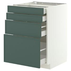 METOD/MAXIMERA Base cab 4 frnts/4 drawers, white/Aspudden dark grey-green, 60x60 cm