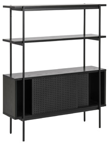 Shelving Unit with Cabinet Angus, black