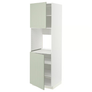 METOD High cab f oven w 2 doors/shelves, white/Stensund light green, 60x60x200 cm
