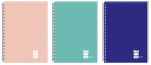 Spiral Notebook A4 100 Sheets Squared 5-pack, assorted colours