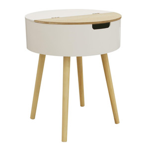Nightstand Bedside Table Azilal, white/natural
