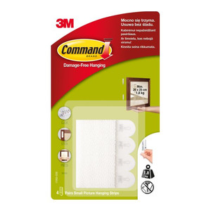 3M Command Small Picture Hanging Strips up to 1.8 kg, 4pcs, white