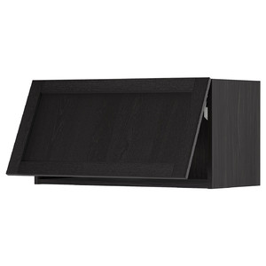 METOD Wall cabinet horizontal w push-open, black/Lerhyttan black stained, 80x40 cm