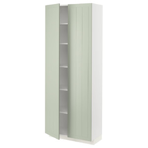METOD High cabinet with shelves, white/Stensund light green, 80x37x200 cm
