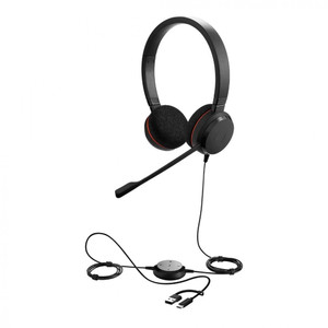 Jabra Evolve 20 UC Stereo Headset, USB-A & USB-C, Black