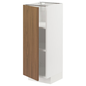 METOD Base cabinet with shelves, white/Tistorp brown walnut effect, 30x37 cm