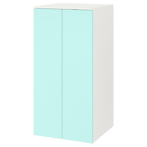 SMÅSTAD / PLATSA Wardrobe, white pale turquoise/with 3 shelves, 60x57x123 cm
