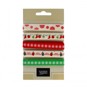 Decorative Christmas Ribbon Set, 10 mm x 1.5 m, 5 Rolls