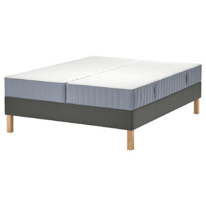 LYNGÖR Divan bed, Valevåg firm/medium firm/light blue dark grey, 160x200 cm