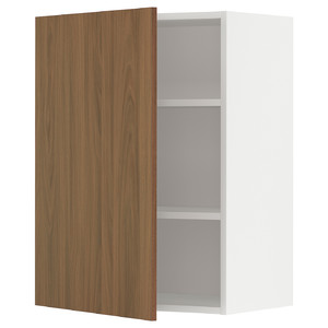 METOD Wall cabinet with shelves, white/Tistorp brown walnut effect, 60x80 cm