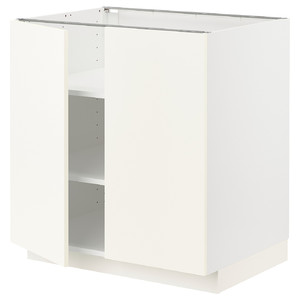 METOD Base cabinet with shelves/2 doors, white/Vallstena white, 80x60 cm