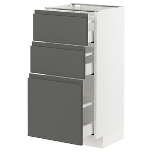 METOD / MAXIMERA Base cabinet with 3 drawers, white/Voxtorp dark grey, 40x37 cm