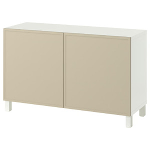 BESTÅ Storage combination with doors, Krukmakare beige/Stubbarp white, 120x42x74 cm