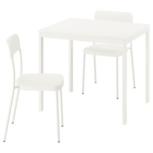 VIHALS / VIHALS Table and 2 chairs, white/white, 84/120x74 cm