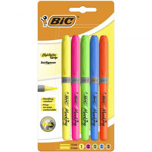 BIC Highlighter Grip 5 Colours