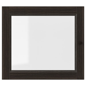 OXBERG Glass door, dark brown oak effect, 40x35 cm