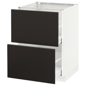 METOD / MAXIMERA Base cb 2 fronts/2 high drawers, white, Kungsbacka anthracite, 60x60 cm