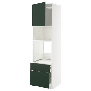 METOD / MAXIMERA High cab f oven/micro w dr/2 drwrs, white/Havstorp deep green, 60x60x220 cm