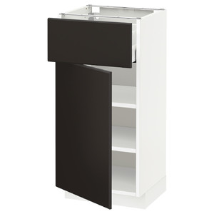 METOD / MAXIMERA Base cabinet with drawer/door, white/Kungsbacka anthracite, 40x37 cm