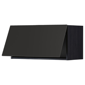 METOD Wall cabinet horizontal w push-open, black/Nickebo matt anthracite, 80x40 cm