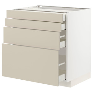 METOD / MAXIMERA Base cab 4 frnts/4 drawers, white/Havstorp beige, 80x60 cm