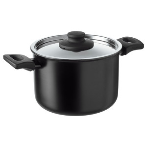HEMLAGAD Pot with lid, black, 3 l