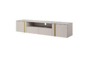 Wall-Mounted TV Cabinet Verica 200 cm, cashmere/gold handles