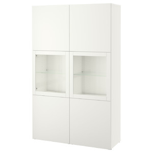 BESTÅ Storage combination w/glass doors, white, Lappviken white, clear glass, 120x40x192 cm