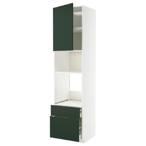 METOD / MAXIMERA High cab f oven/micro w dr/2 drwrs, white/Havstorp deep green, 60x60x240 cm