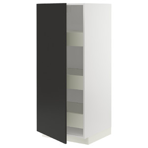 METOD / MAXIMERA High cabinet with drawers, white/Nickebo matt anthracite, 60x60x140 cm
