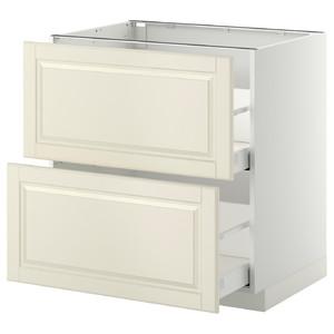 METOD / MAXIMERA Base cb 2 fronts/2 high drawers, white, Bodbyn off-white, 80x60 cm
