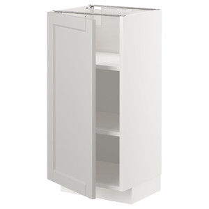 METOD Base cabinet with shelves, white/Lerhyttan light grey, 40x37 cm