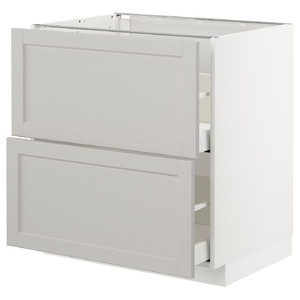 METOD/MAXIMERA Base cb 2 fronts/2 high drawers white/Lerhyttan light grey, 80x60 cm