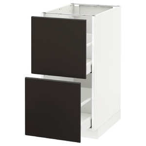METOD / MAXIMERA Base cb 2 fronts/2 high drawers, white, Kungsbacka anthracite, 40x60 cm