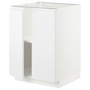 METOD Base cabinet with shelves/2 doors, white/Voxtorp matt white, 60x60 cm