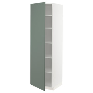 METOD High cabinet with shelves, white/Bodarp grey-green, 60x60x200 cm
