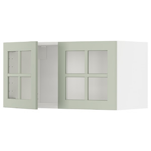 METOD Wall cabinet with 2 glass doors, white/Stensund light green, 80x40 cm
