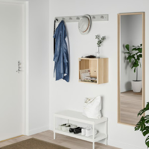 EKET Wall cabinet with glass door, white stained oak effect, 35x25x35 cm