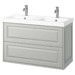 TÄNNFORSEN / ORRSJÖN Wash-stnd w drawers/wash-basin/taps, light grey, 102x49x69 cm