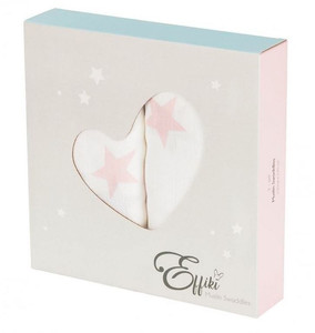 Effiki Baby Muslin Blankets Stars 2pcs, pink, 0+